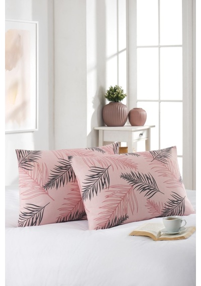 2'li Yastık Kılıfı Pamuklu 50x70 Cm Pembe Palm