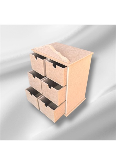 Ahşap Ham Mdf 6 Çekmeceli Takı-makyaj-aksesuar Organizer Kutu