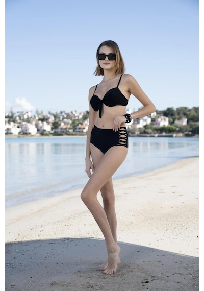 Estiva Gd Goldoremi 2511-600 Kadın Kaplı Yüksek Bel Bitili Bikini Takım Siyah