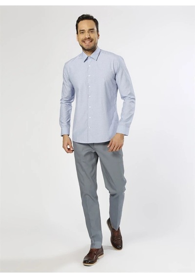 Fabrika Slim Fit Klasik Pamuklu Gömlek İtalyan Yaka Desenli Gömlek Mavi Fabrika Slim Fit Klasik Pamuklu Gömlek İtalyan Yaka Desenli Gömlek Mavi