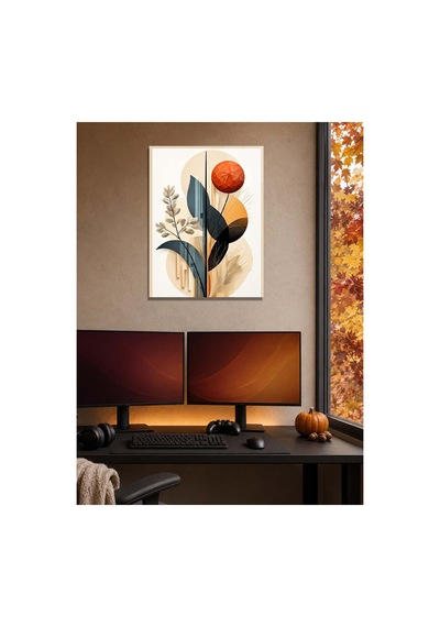 Modern Botanik Ve Geometrik Metal Tablo - Soyut Duvar Dekoru, Metal Poster Wall Art Çok Renkli - 923217010 Çok Renkli - 923217010 Çok Renkli