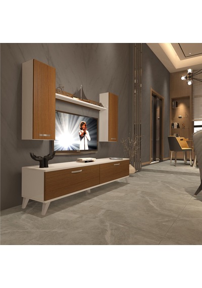 Decoraktiv Eko 5d Slm Std Retro Tv Ünitesi Tv Sehpası Beyaz - Ceviz