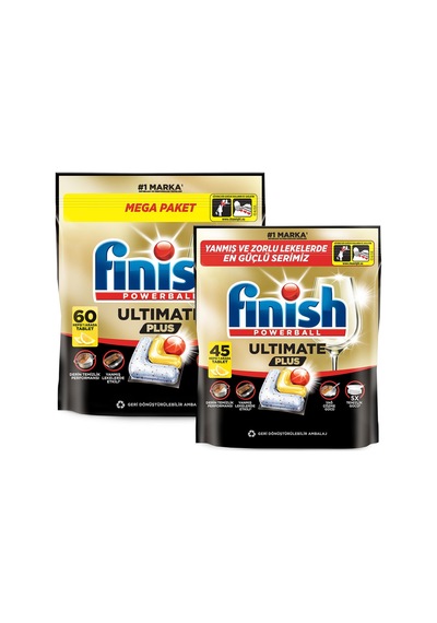 Ultimate Plus Bulaşık Makinesi Deterjanı Kapsül Tablet Limon 105 Adet 45+60