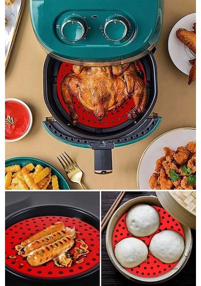 Bay Siyah Isıya Dayanıklı Yıkanılabilir Silikon Fırın Ve Airfryer Yuvarlak Model Pişirme Matı 20 Cm Bx40 Najmad Diğer