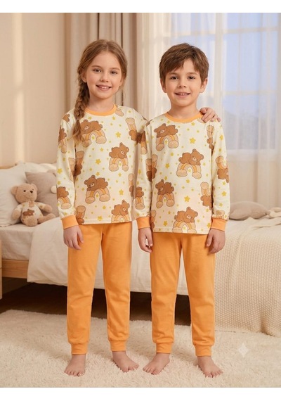 Kapitex Çocuk Pijama Takımı Açık Turuncu