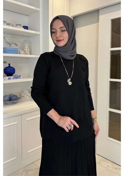 Rabia Şamlı Rana Triko Takım Siyah Normal