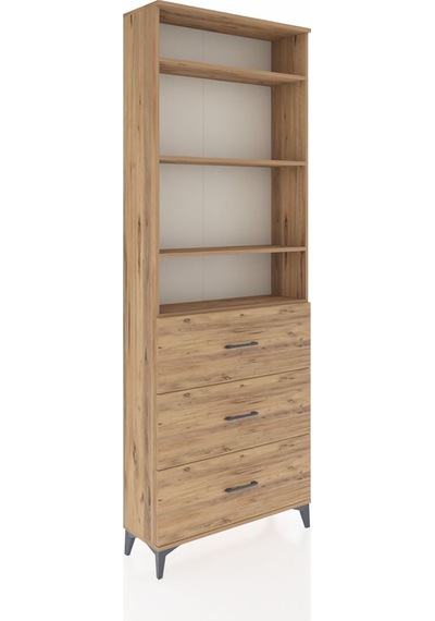 Arges Dolap 4 Raflı 3 Çekmeceli 88x30x243 Çam-çam Çam