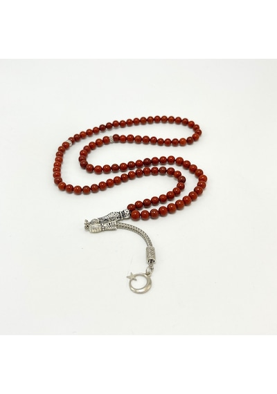 Yıldız Doğal Taş Kırmızı Jasper 6mm 99luk Doğal Taş Tesbih