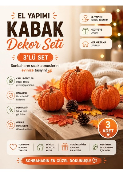 3 Lü Kabak Set Dekoratif Objeler 5 CM