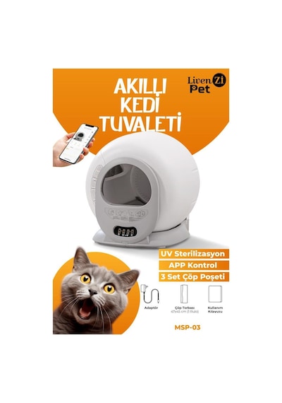 Livenzi Akıllı Otomatik Kedi Tuvaleti | Wi-Fi Kontrollü & Otomatik Temizleme & Koku Önleyici & Uv Sterilizasyon