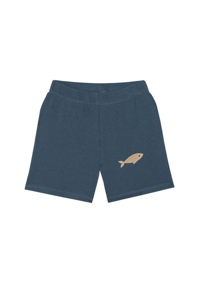 Antebies Bambu, Sustainable, Mavi,balık Nakışlı Kısa Kollu Erkek Çocuk Tshirt Şort Takımı Lacivert