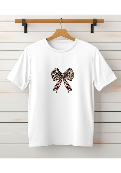Aselinda Anne-kız Fiyonk Leopar Baskılı Tshirt,bisiklet Yaka Beyaz-siyah Tişört/t-shirt Tek Adet Fiyatıdır. Beyaz-annekız