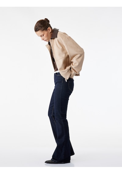 Koton Dar Kesim İspanyol Paça Pamuklu Denim Pantolon - Flare Jeans Koyu İndigo 6sal40164md Indigo