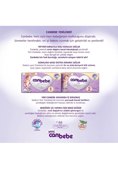 Canbebe Bebek Bezi Beden:6 15-27kg Extra Large 128 Adet 6 Numara