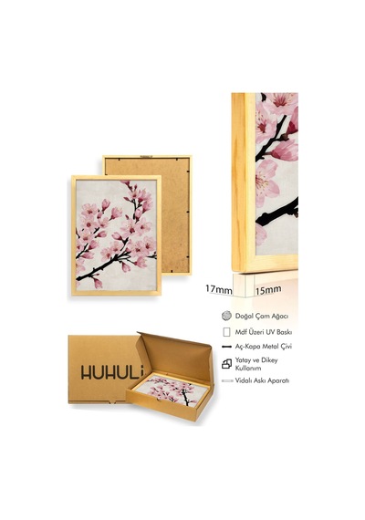 Huhuli Ahşap Çerçeveli Wabi Sabi Koleksiyon Tablo Huhu732