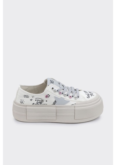 Derinet Yüksek Taban Kadın Sneaker Bej Bej