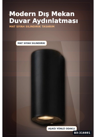 Dış Mekan Duvar Apligi Gu10 Duy 10w Uyumlu Ip65 Bahce Balkon Aplik Kasasi 1 Adet Bx-316691 Diğer