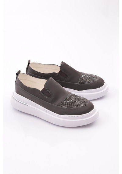 Dgn 053 Kadın Önü Taşli Sneaker Ayakkabi Platin Metalik