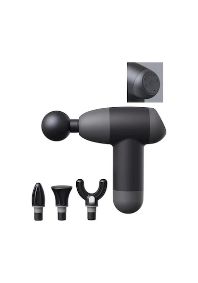 Titreşimli Mini Masaj Aleti 4 Başlıklı 5 Hız Ayarlı 6mm Derin Doku Massage Gun 3200rpm 1200mah