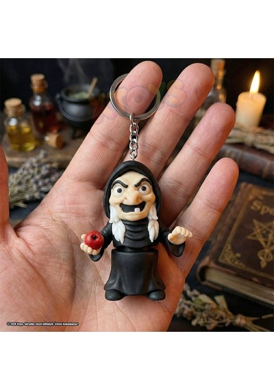 Cadı Figürü Anahtarlık, Hediyelik Halloween Çanta Aksesuarı Ve Hareketli Oyuncak Wicka Beyaz - Siyah