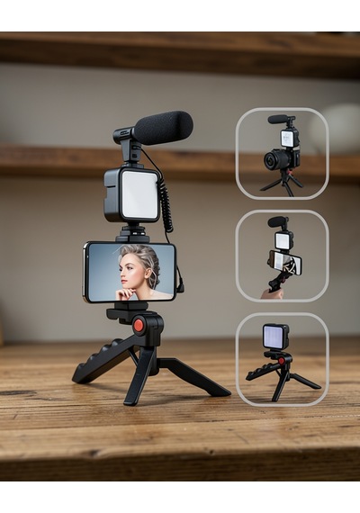 Vlog Kiti Tripod Mini Mikrofonlu Telefon Tutucu Uuczzzay49kameratelefontutucu5 Belirtilmemiş
