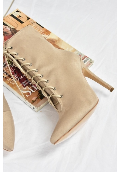 Fox Shoes Ten Süet Ince Yüksek Topuklu Kadın Bot L372493502
