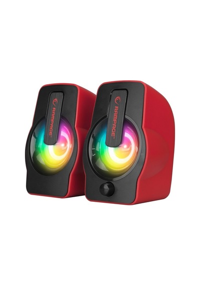 Kırmızı - Rgb Işıklı 1+1 Hoparlör Speakaer Set Usb Kablo 2.0 Multimedya - 6w 4915