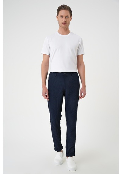 Efor Slim Fit Waffle Kumaş Esnek Pamuk Lacivert Pantolon P 1168 Lacivert