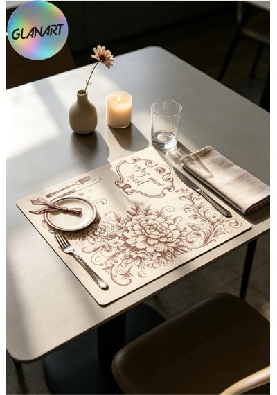 30 Adet 28x41 Cm Ebatlarında Masa Üstü Kraft Amerikan Servis Kağıdı Çiçek Desen