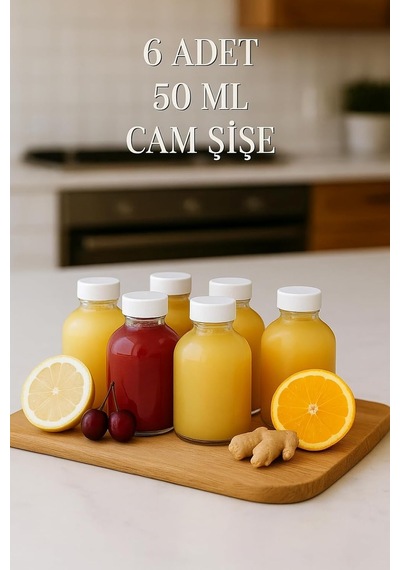6 Adet Cam 50 Ml Mini Shot Ginger Detox Şişe Plastik Sızdırmaz Kapaklı Kolonya Koku Süs Küçük Ş Standart