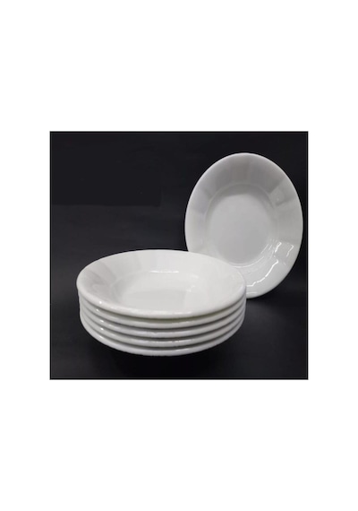 12 Adet Beyaz Oluklu Melamin Çukur Yemek Tabağı 18x3cm Pilav, Kuru Nohut Çok Hesaplı Sulu Yemek Kabı Beyaz