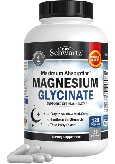 Bioschwartz Magnesium Glycinate 500mg Nerves Muscles Heart Mood And Sleep Support 120 Aromasız
