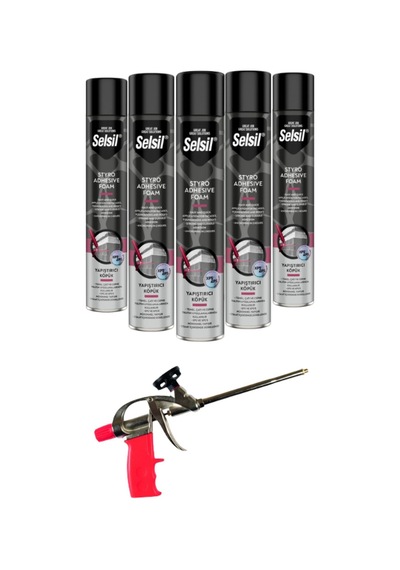 Selsil Pu Tabancalı Yapıştırıcı Köpük 750 Ml. 5 Adet ,demir Köpük Tabancası