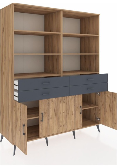 Kronos Gardrop 8 Raflı 4 Çekmeceli 4 Kapaklı 176x59x221 Çam-çam/antrasit Çam/antrasit Kronos Gardrop 8 Raflı 4 Çekmeceli 4 Kapaklı 176x59x221 Çam-çam/antrasit Çam/antrasit
