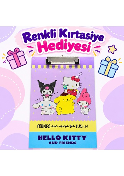 Bakgelal Hello Kitty Ve Arkadaşları Desenli Sekreterlik - Kuromi & Cinnamoroll Temalı Kıskaçlı A4 Evrak Dosyası / Panosu - 9058971616356