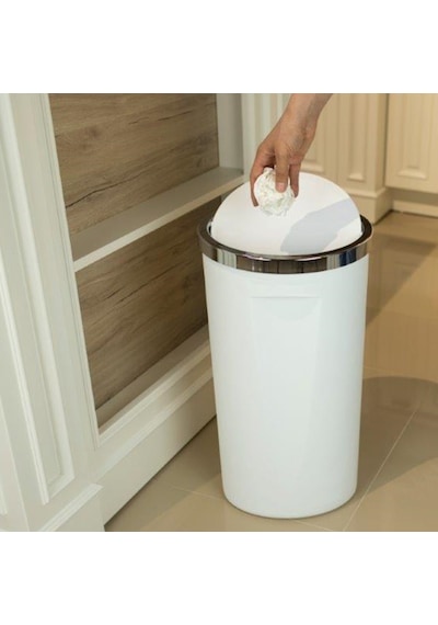Primanova Lenox Döner Kapaklı Plastik Çöp Kovası Beyaz 35 L Beyaz