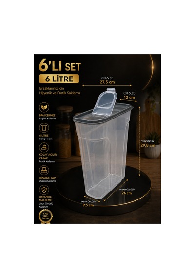 6 Litre Saklama Şeffaf