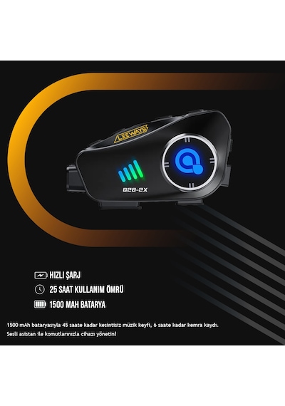 Leeways Q28 2x İntercom 500m Telsizli Kameralı Hd 1080p İpx6 Su Geçirmez İntercom