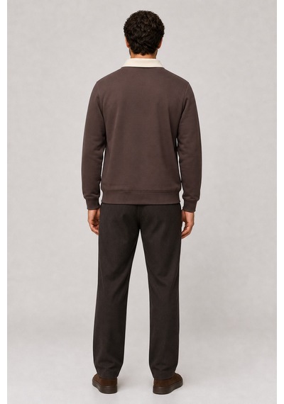 Redline Snap Erkek Regular Fit Düğmeli Kışlık Sweatshirt Kahve