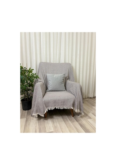 Pamuklu Koltuk Örtüsü 170x210 Cm Tekli&üçlü Koltuk,çekyat Ve Berjer İçin Modern Çizgili Yıkanabilir Kahverengi