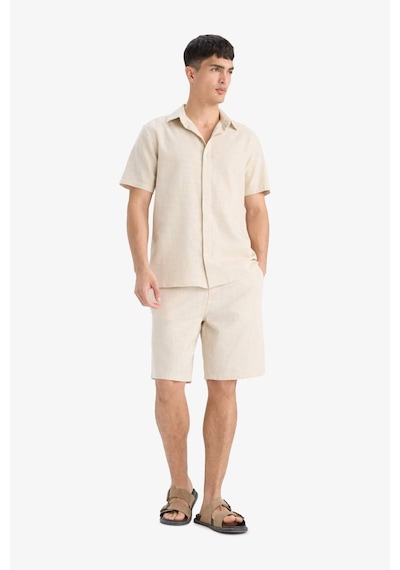 Defacto %100 Pamuk Regular Fit Polo Yaka Yazlık Kısa Kollu Gömlek D8613ax25smbg655 Bej
