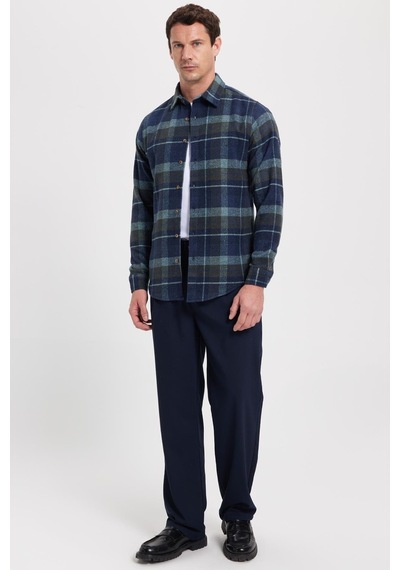 Tudors Erkek Slim Fit Dar Kesim Kareli Kışlık Oduncu Gömlek-42355 Mint