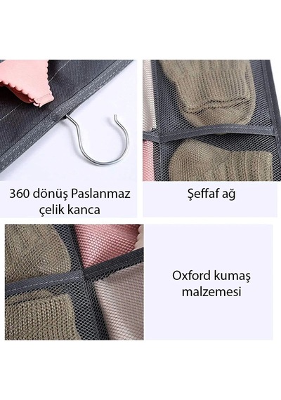 Çift Taraflı Asılabilir Depolama Düzenleyici, Nefes Alabilen Kumaş, Çorap, Sütyen, İç Çamaşırı İçin Diğer