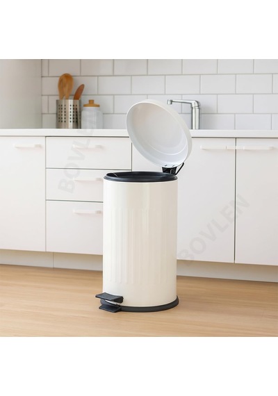 16 Litre Vintage Metal Çıkarılabilir Kovalı Çöp Kovası Beyaz
