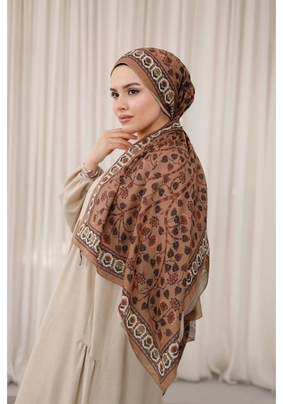 Mimiyum Alya Desen Soft Şal Karamel