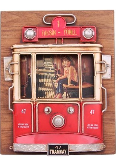 Dekoratif Metal Çerçeve Tramvay Dekorlu Vintage Ev Ofis Hediyelik