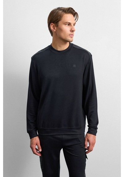 Backandbond Siyah Omuz Detaylı Bisiklet Yaka Sweatshirt