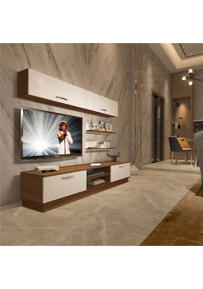 Decoraktiv Eko 5b Mdf Dvd Tv Ünitesi Tv Sehpası - Ceviz Beyaz Ceviz - Beyaz
