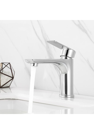 2'si Bir Arada Krom Mutfak Eviye Bataryası / Krom Banyo Lavabo Bataryası Sıcak Soğuk Çift Girişli Krom