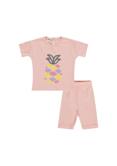 Civil Baby Ananas Nakışlı 6-18 Ay Takım - Pudra Somon